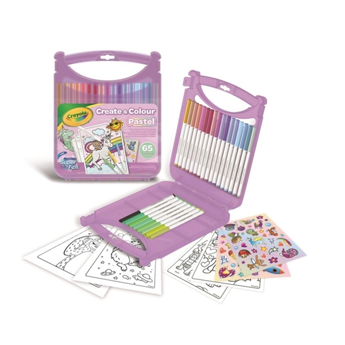 Maletín Rotuladores Lavables Súper Punta Super Tips 65 piezas Colores Pastel - Crayola